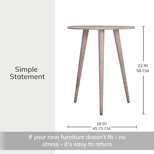 MH London Side Table - Konak End Table. Exclusively Designed Hand-Crafted Small Nightstand. Solid Wood Round End Table. Contemporary Accent Table for Bedrooms, Living Rooms and Home Office