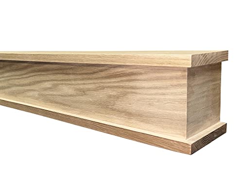 MANTELSDIRECT Bisbee 60 Inch Oak Wood Fireplace Mantel Shelf with Top and Bottom Molding - Unfinished Oak, 6