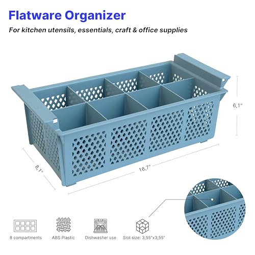Flatware Rack Set of 2 – 8-slot Plastic Cutlery Basket – Large 16