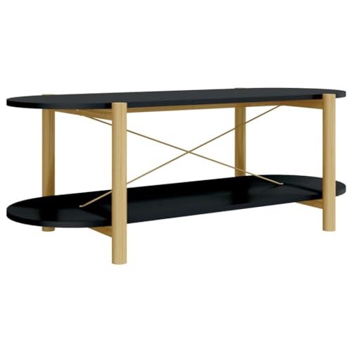 vidaXL Black Coffee Table with Scandinavian Design, Engineered Wood Construction, Rectangular Shape, Home Decor Furniture.