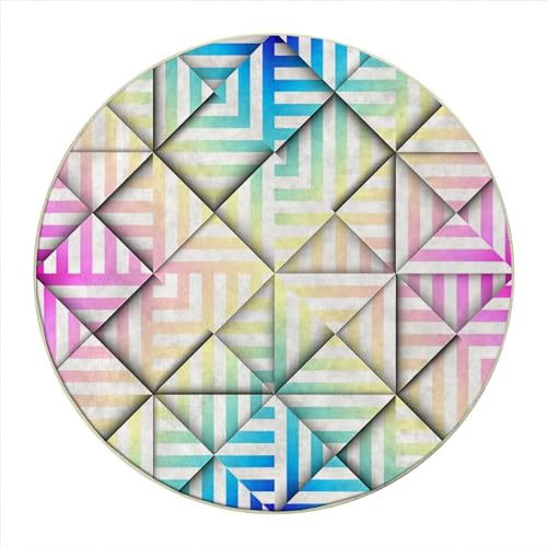 Round Rug 5 FT Vintage Office Desk Chair Mat Star Thick Hard Floor Protector Easy Rolling for Gaming Chairs,without Smell