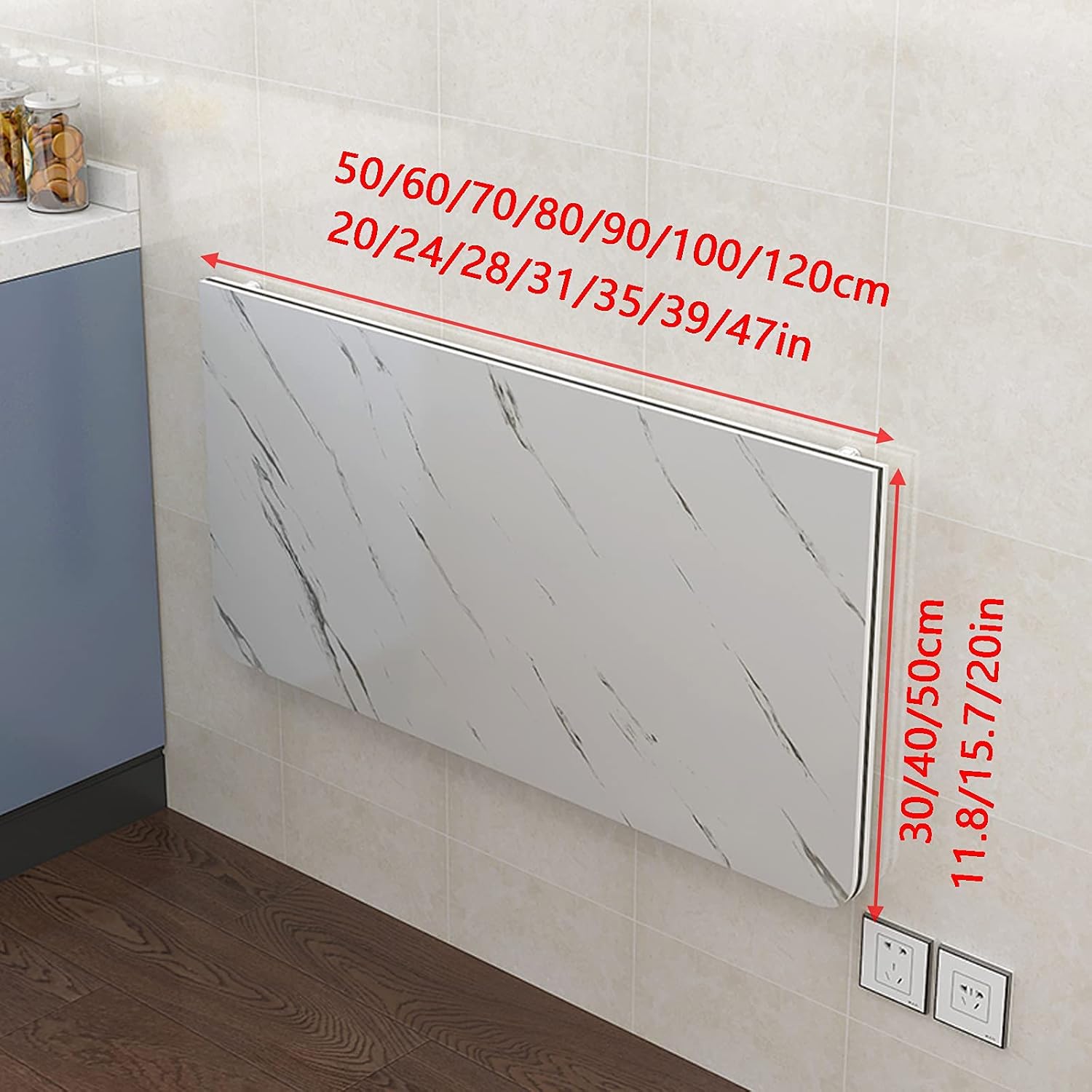 Wall-Mounted Table Space Saving Folding Wall-Mounted Drop-Leaf Table,Wall-Mounted Bar Tables,Floating Work Station,Wooden Dining Table,Multifunctional Laptop Computer Desk,White/Black