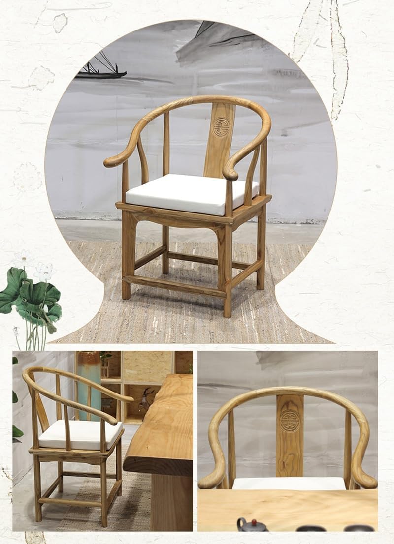 Chinese Longevity Arm Chair,Hand assembled chairs,Dining Room Chairs,Ming Style Chinese Arm Chair,Square-Backed Armchair in Chinese Style of Ming and Qing Dynasties(Fully Assembled) (circular shape)