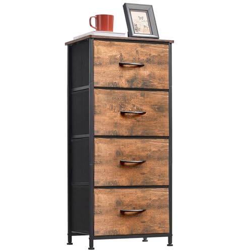 Somdot Tall Dresser for Bedroom with Side Pockets, 6 Drawer Storage Organizer Chest of Drawers with Fabric Bins for Closet Bedside Nursery Living Room Entryway Hallway, Charcoal Grey