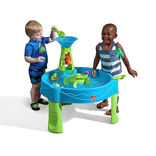 Step 2 Duck Dive Water Table, Outdoor Kids Water Sensory Table with Water Tower, Ages 18-72 Months, 5 Piece Water Toy Accessories, Multicolor