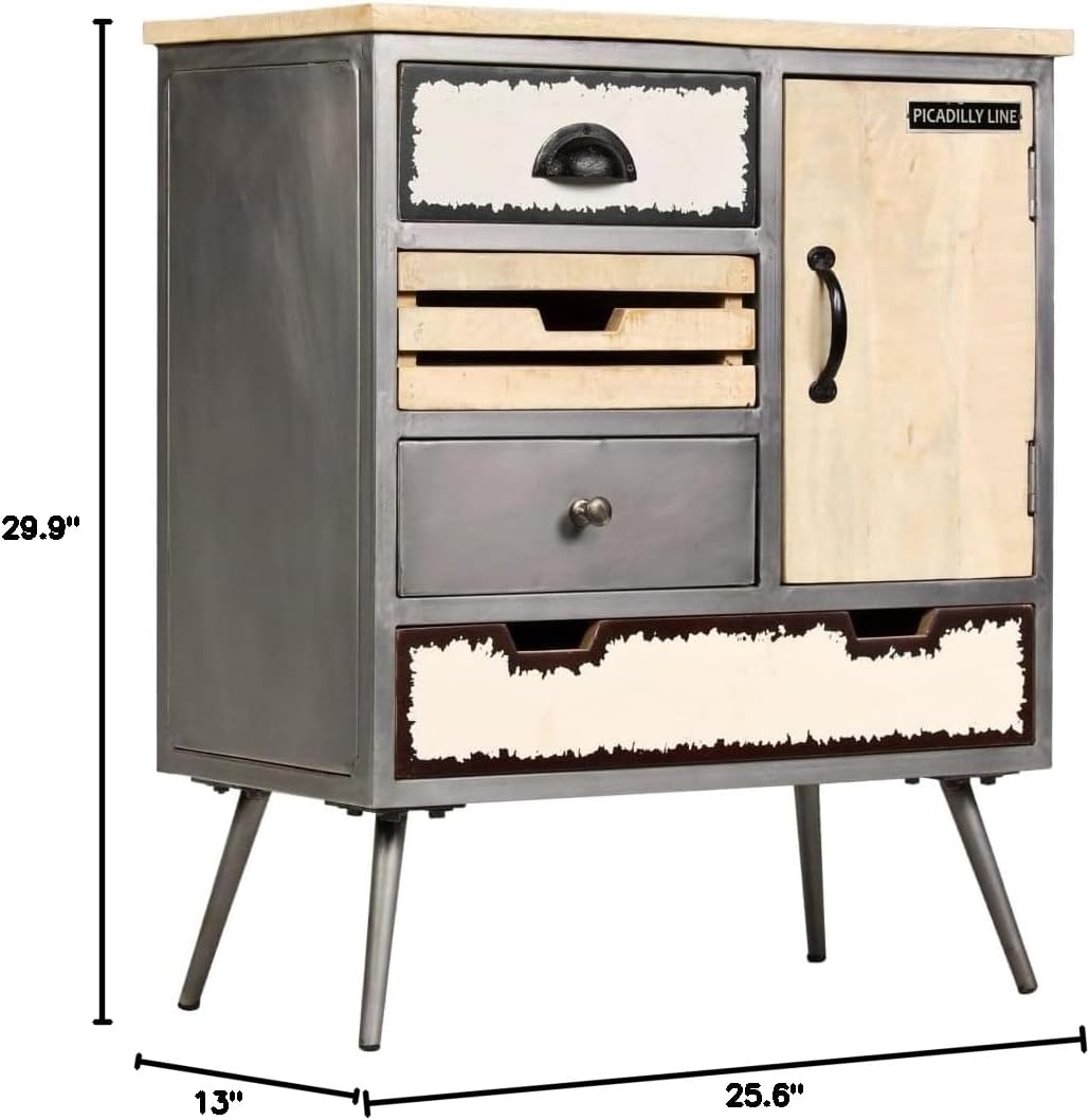 Asomie Sideboard Solid Mango Wood and Steel 25.6