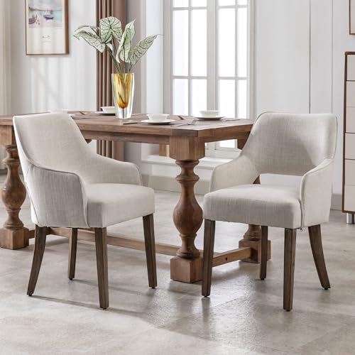 PU Leather Dining Chairs Set of 2 Upholstered Armchair Side Chairs Wood Accent Chair for Living Room/Dining Room/Bedroom/Restaurant, Black