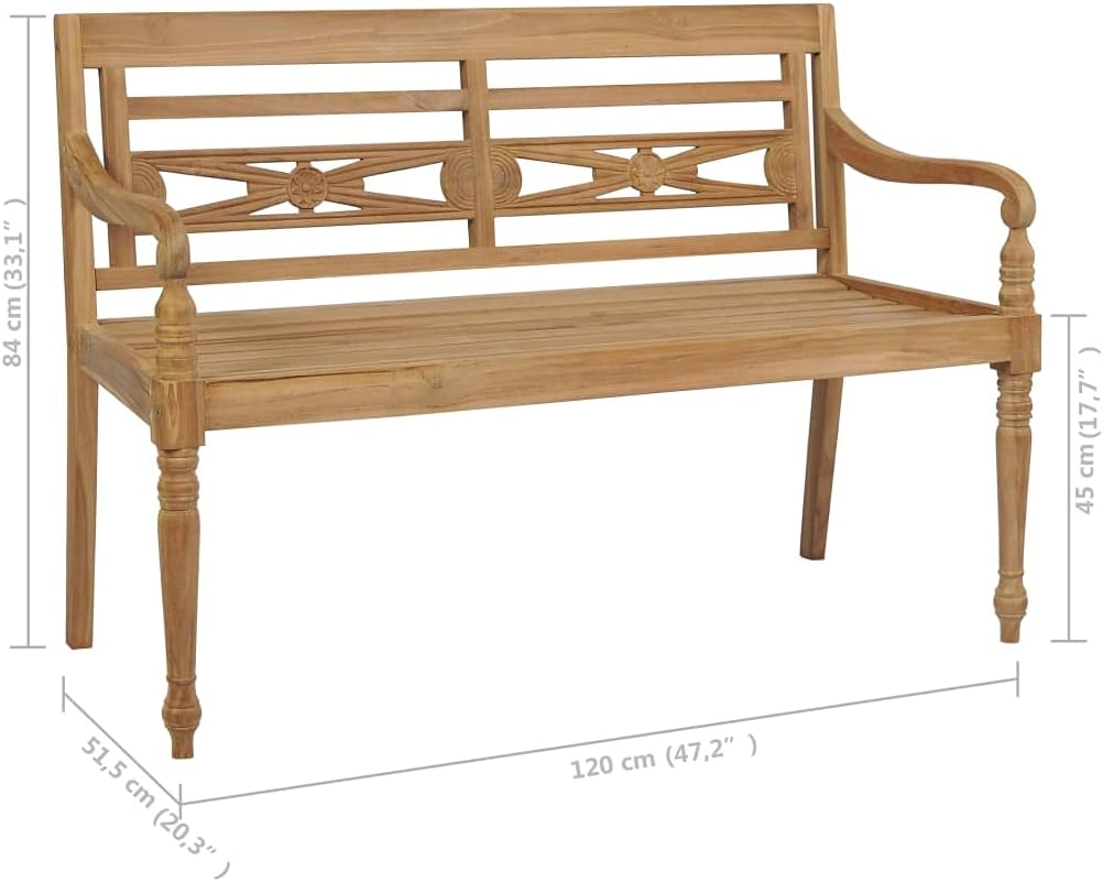 , Bench with Beige Cushion 47.2