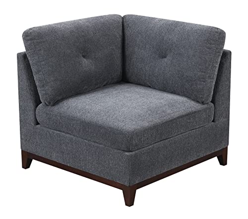 Corner Chair with 1pc Cushion, Modular Living Room Furniture, Wedge Chair with Gun Ash Chenille Fabric, Large Size Modular Series, Sofa Couch Exposed Wooden Base for Living Room Office Home