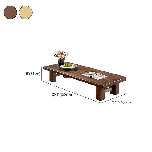 KWOKING Contemporary Solid Wood Coffee Table 4 Legs Japanese-Style Coffee Table Tatami Low Table Zen Pine Wood Tea Table Long Strip Table Balcony Small Coffee Table Coffee 31.5