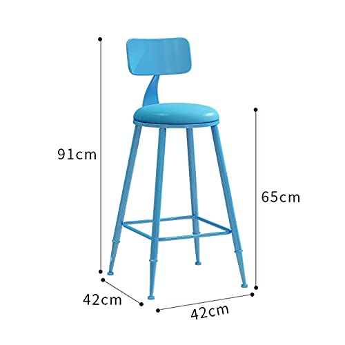 Breakfast Stool Bar Stools Set Height Fixed Kitchen Counter Bar Chairs with PU Round Padded Seat Barstools Metal Footrest for Home Commercial Bar Counter Stool