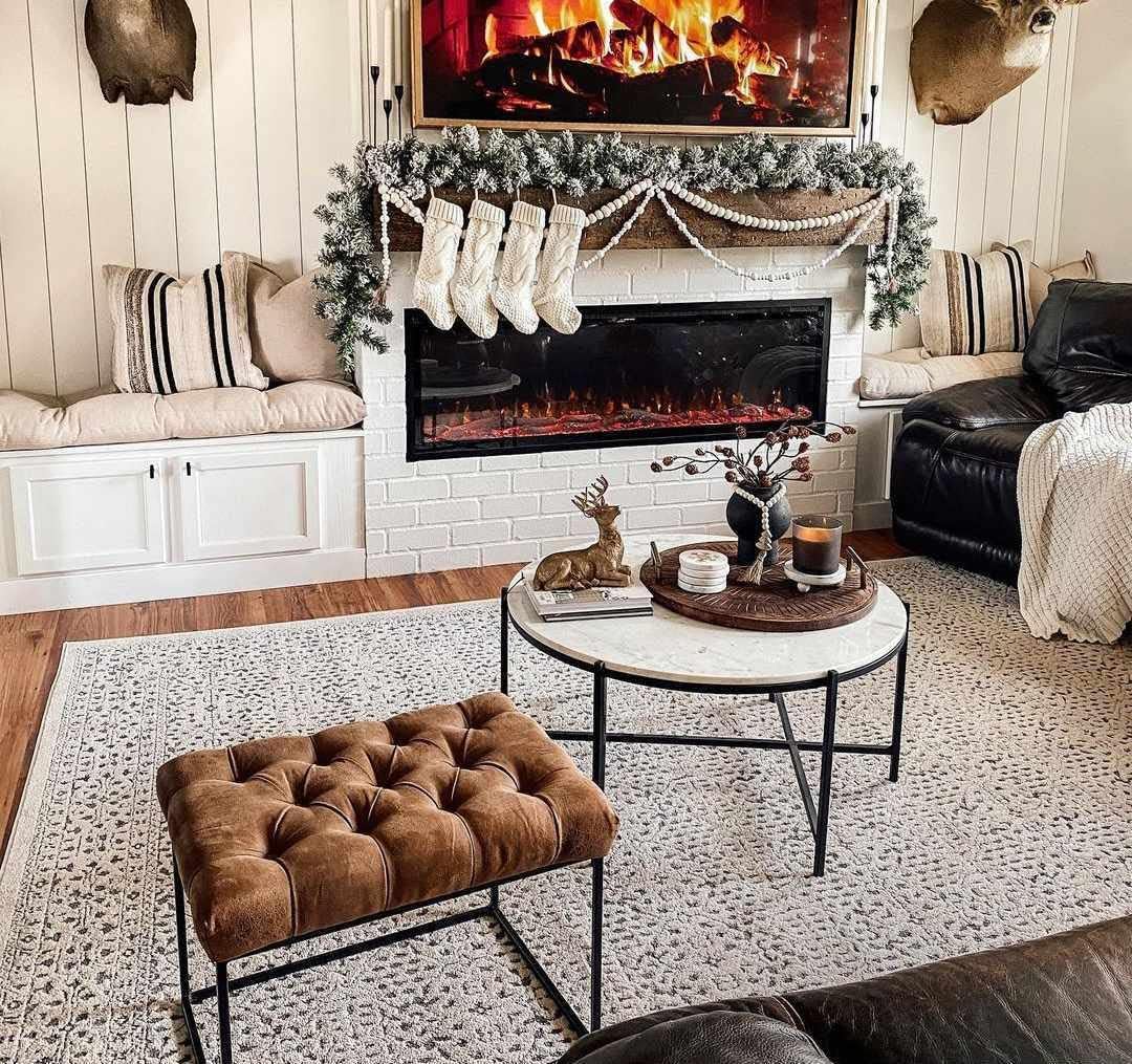 Hauteloom Sattley Modern Farmhouse Living Room Bedroom Dining Room Area Rug - Transitional Bohemian Carpet - Non Shed, Stain Resistant - Beige, Grey, Black, Cream, Ivory - 7'10