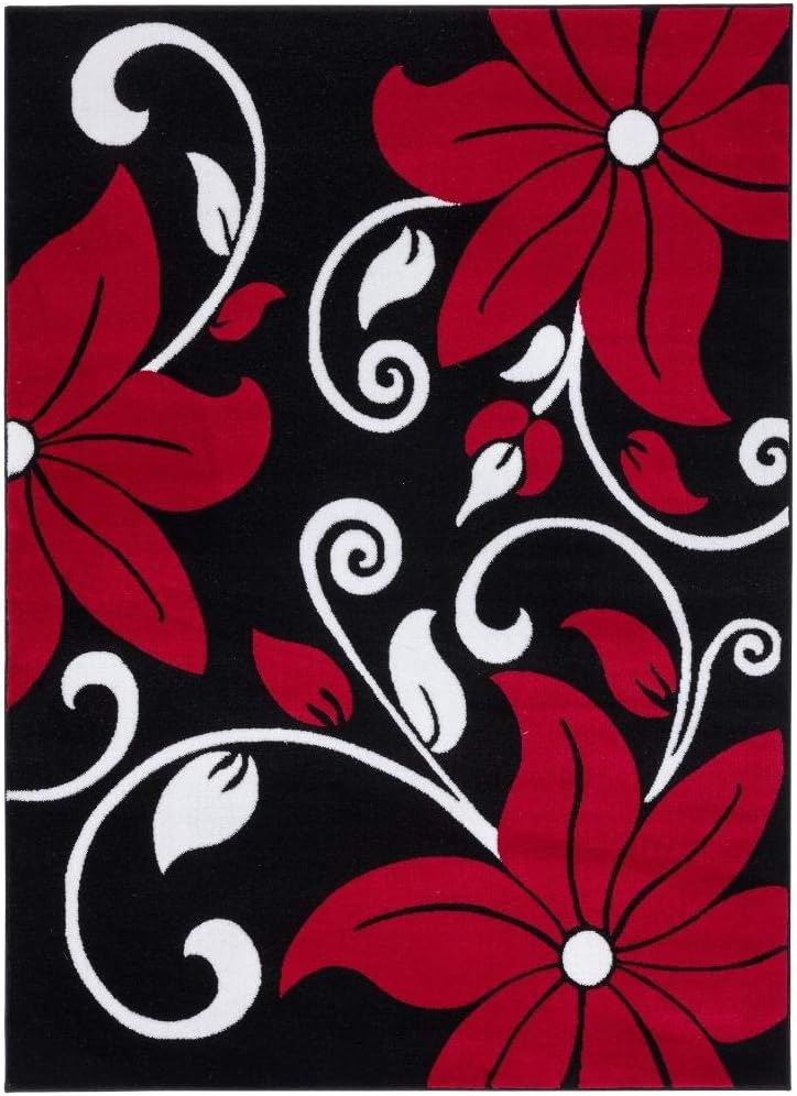 LUXE WEAVERS Floral Modern Red 8x10 Area Rug for Living Rooms
