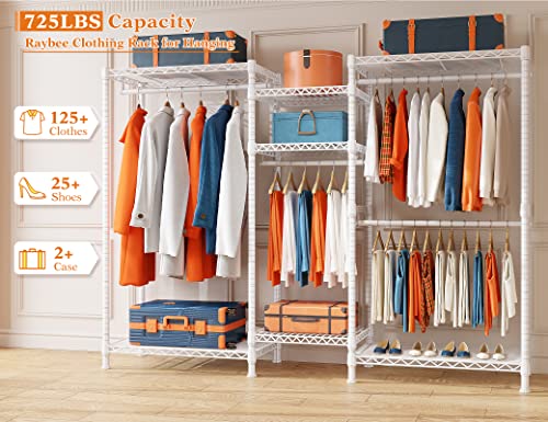 Raybee Clothes Rack 725LBS Clothing Rack Heavy Duty Clothing Racks for Hanging Clothes 77