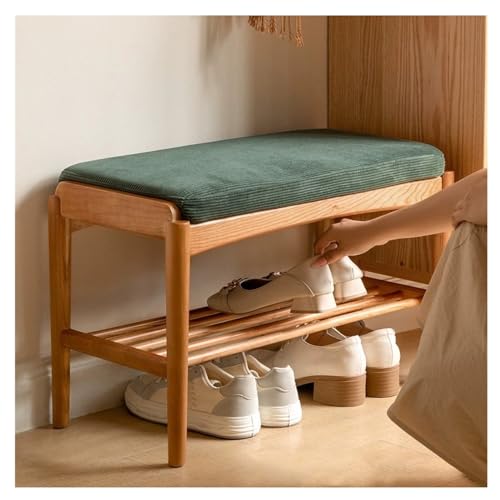 Shoe Bench Shoe Bench, Shoe Rack Storage Bench - Solid Wood Shoe Shelf with Cushioned Seat, Upholstered Bench for Closet, Entryway, Hallway, Bedroom Shoe Bench with Seat(60 * 30 * 42cm)