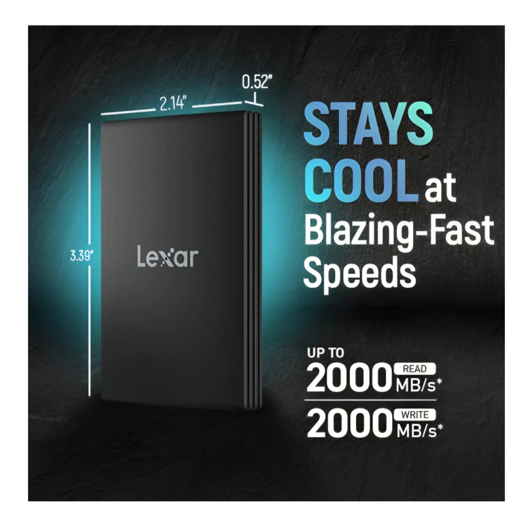 Lexar ARMOR 700 1TB USB 3.2 Gen 2x2 Portable SSD with IP66 Water and Dust Protection (Black)