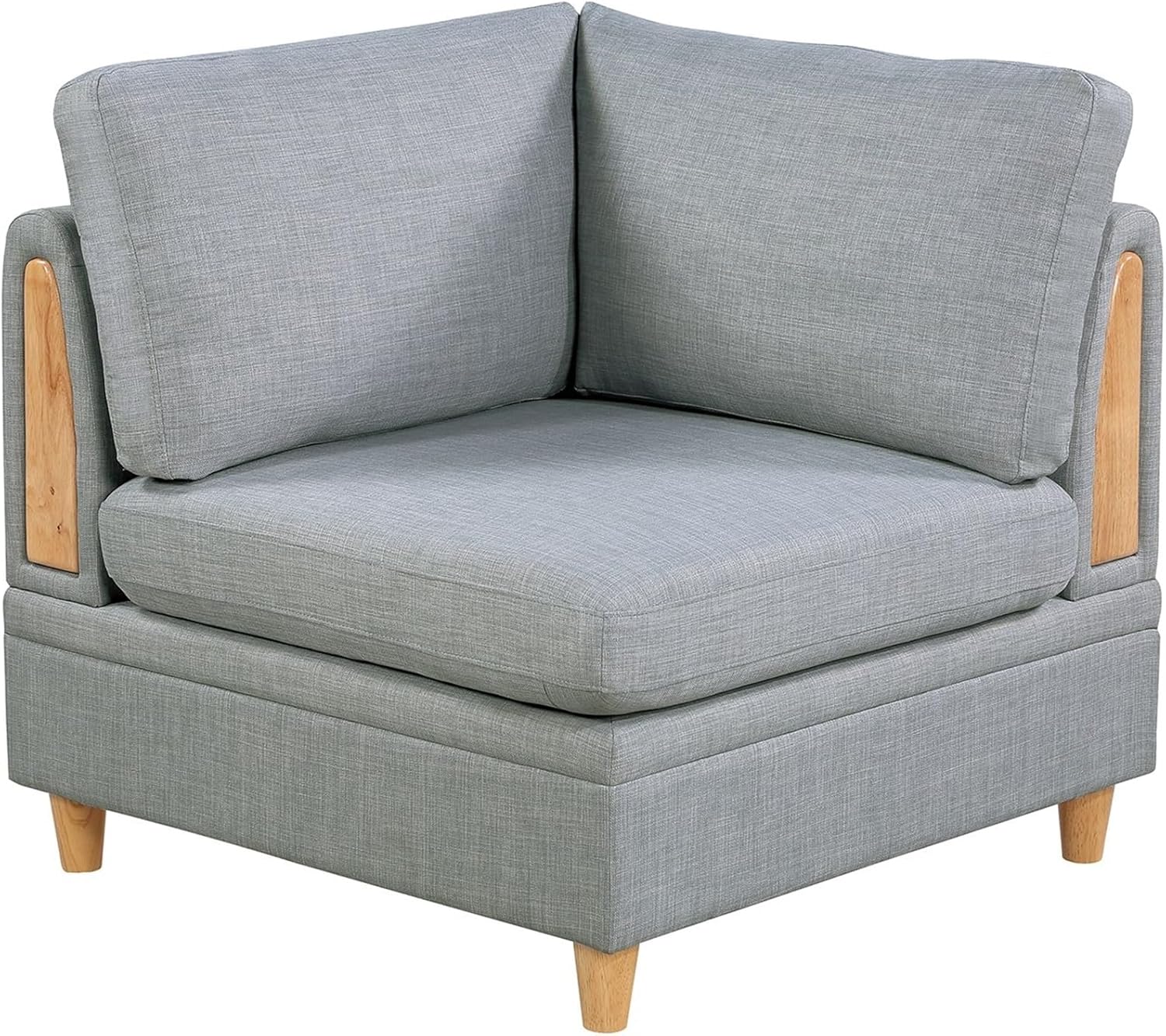 Living Room Furniture Corner Wedge Light Grey 1Pcs Cushion Wedge Sofa Wooden Legs