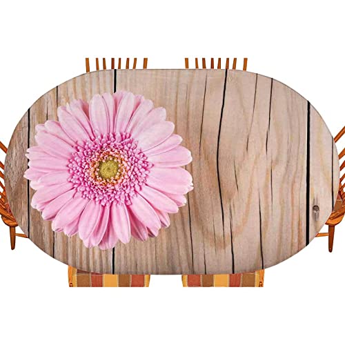 Dark Grey Oval Table Cloth, Rustic Weathered Timber Oak Planks Elastic Oval Fitted Table Cover, Fits to 52