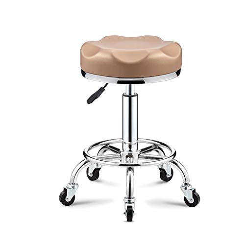 Ergonomic Rolling Stool with Wheels, Swivel Height Adjustment Stool,PU Leather Thick Seat Chair Stool Spa Drafting Salon Tattoo Work Office Massage Stools（Cyan）