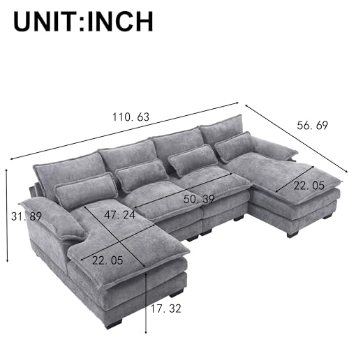 U Shaped Modular Sectional Sofa, 110