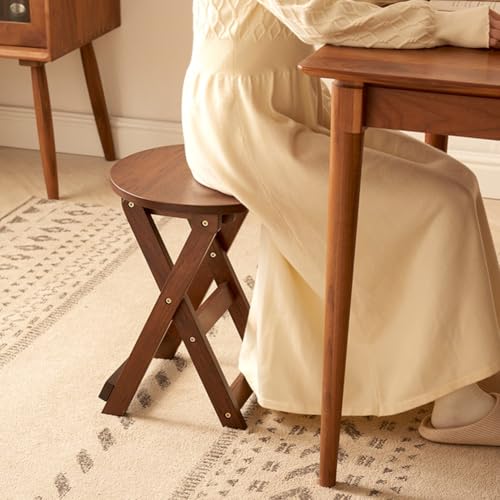 18/24in Portable Foldable Tall Stool, Wood Backless Folding Bar Chair with Handle for Kitchen, Party, Office, Camp(Natural,46cm/18in)