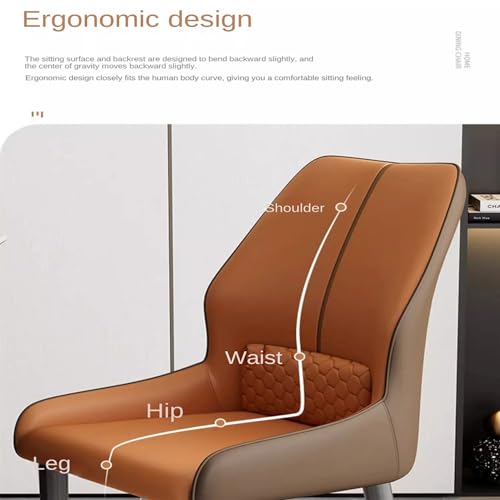 Modern Upholstered Dining Chairs, Leather Metal Legs Restaurant Hotel Home Furniture Dining Chairs for Leisure Hotel Use at Home (Orange)
