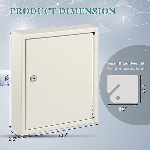 KYODOLED Key Storage Lock Box with Key, Locking Key Cabinet, 100 Key Management Wall Mount with Key Lock, Key Hooks & Tags Key Labels, 3.1