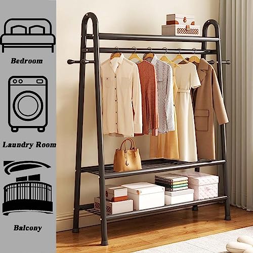 Clothing Racks for Hanging Clothes, Heavy Duty Clothing Rack, Large Garment Rack with Shelves, Portable Hanging Storage Organizer, Free Standing Closet, for Adult Coat, Closet