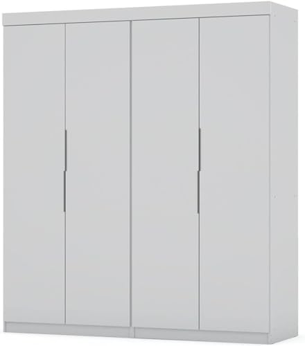 Manhattan Comfort Mulberry Sectional Freestanding Wardrobe Closet with Doors, 4 Drawers and Adjustable Shelves, Stylish and Functional Organizer for Bedroom or Dressing Room, 2 Piece Set, White