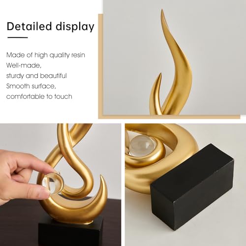 FJS White Decor Modern Flame Statue Decorations for Living Room, Resin Shelf Decor Accents, Abstract Art Sculptures Home Decor for Shelves Dining Room Office Coffee Table Centerpiece