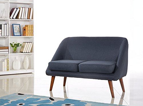 Bentley Collection Modern Fabric Upholstered Living Room Loveseat, Dark Gray