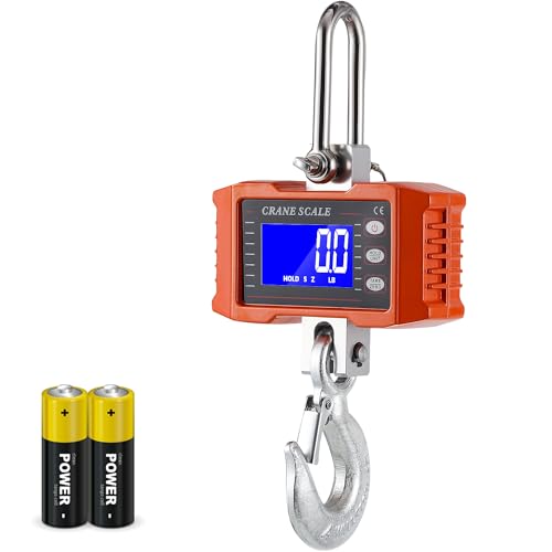 CGOLDENWALL Digital Crane Scale 2200lb Industrial Hanging Scale Handheld Hoist Scale kg lb Switchable 1000kg Wild Game Scale for Farms, Hunting and Livestock