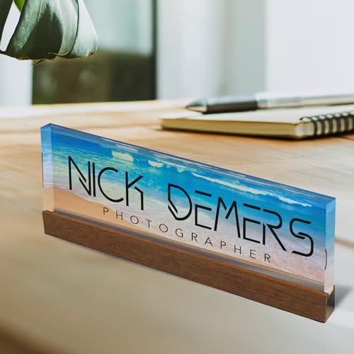 Artblox Personalized Name Plate For Desk | Black & White Marble Design On Clear Acrylic Glass | Custom Plaque Desk Name Plate Personalized Your Name And Credentials Office Office Sign Engraved Plaque