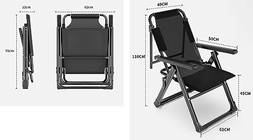 Lounge Chair Beach Chair Sun Loungers 5-Position Adjustable Mesh Zero Gravity Lounge Chair Non-slip Feet for Garden Courtyards(Black-B)