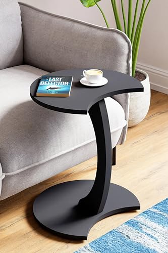 C Coffee Tables with Wheels for Living Rooms Bedrooms Offices, Modern Sofa Coffee Table, Serving Coffee Table End Table Side Table with Wheels, Gifts for Housewarming (Anthracite Gray)