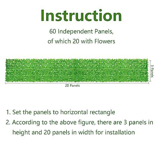 OUSHENG 118x39in Artifical Ivy Fence Privacy Screen Cover with Flowers, Faux Vines Leaf Covering Wall Decoration for Outdoor Patio Balcony Apartment Backyard Deck Garden, Dark Leaves