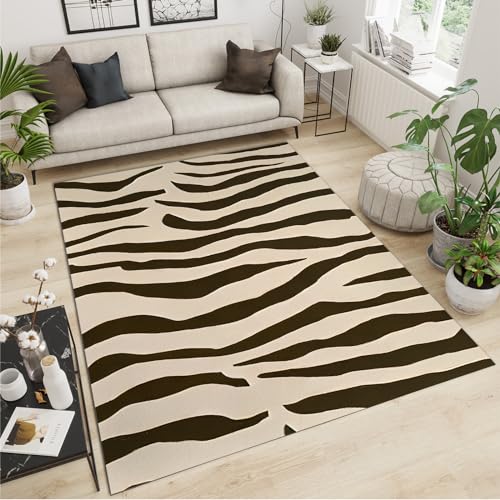 3x5 Area Rugs Black and White Zebra Stripe Animal Print Kids Play Rug, Nature-inspiration Decor Pattern Throw Rugs Bedroom Fluffy Soft for Coffee Shop Living Room Under Table Game Room