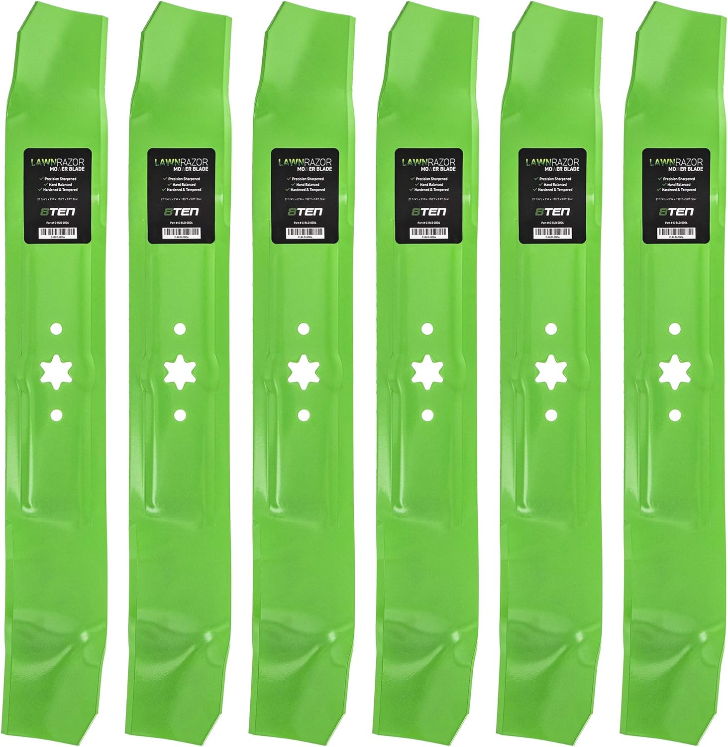 8TEN LawnRAZOR Blade for MTD 942-0616A 742-0616A Cub Cadet 742-04126 RZT-42 RZT42 Toro 42-inch Deck (High Lift) 6 Pack