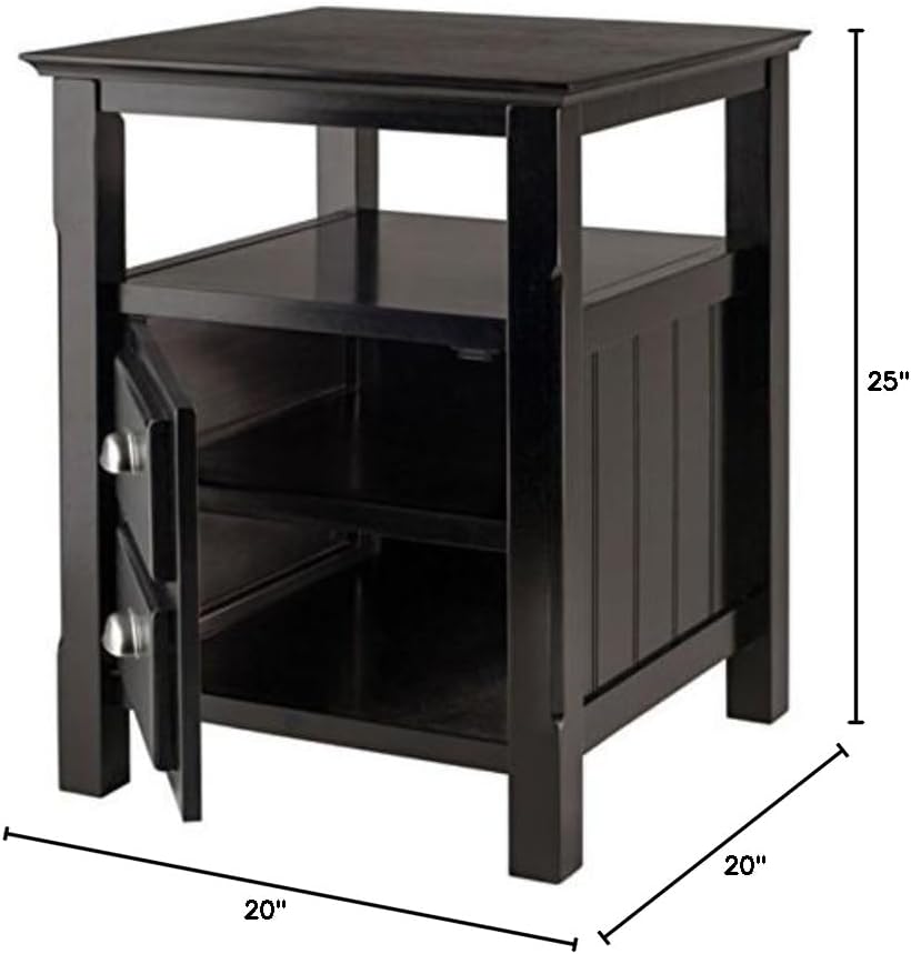 Ergode Timber Nightstand - Versatile & Stylish Bedroom Storage with Drawer & Shelf - Black Finish - Elegant Design - Easy Assembly - 20