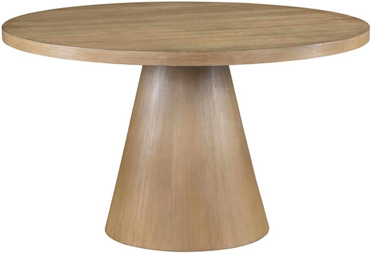 Benjara Deli 5 Piece Round Dining Set, 4 Seater Table, Linen Chairs, Gray and Brown