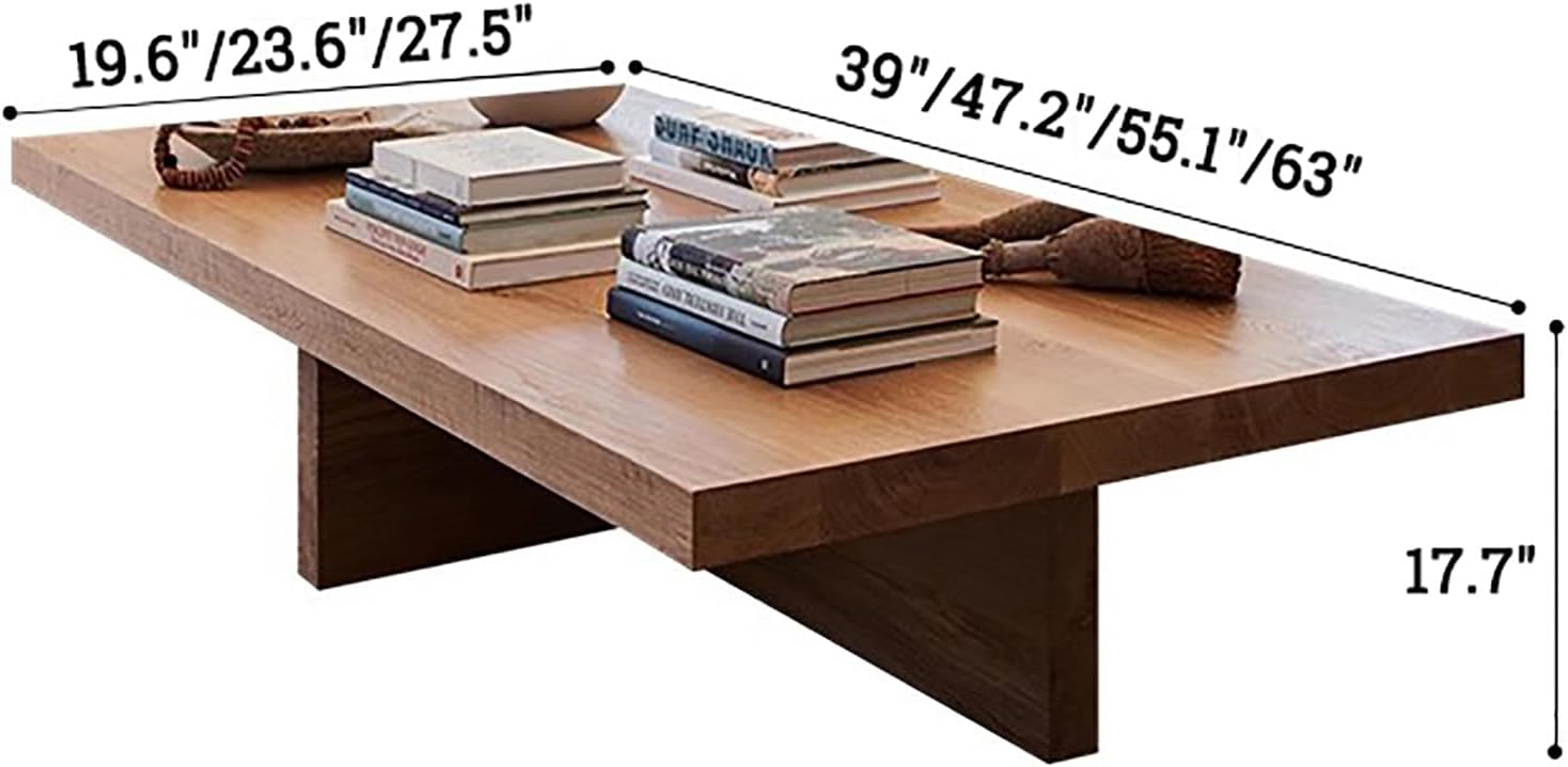 Rectangle Coffee Table Natural Solid Wood,Modern Large Coffee Tables for Living Room,Scandinavian Coffee Table Pine Tea Table Cocktail Table with Cross Legs(63