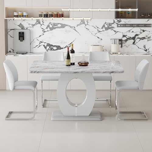 Bar Table And Chair Set Of 4, 5 Pcs Bar Height Table & PU Leather Bar Stools With Back, 63