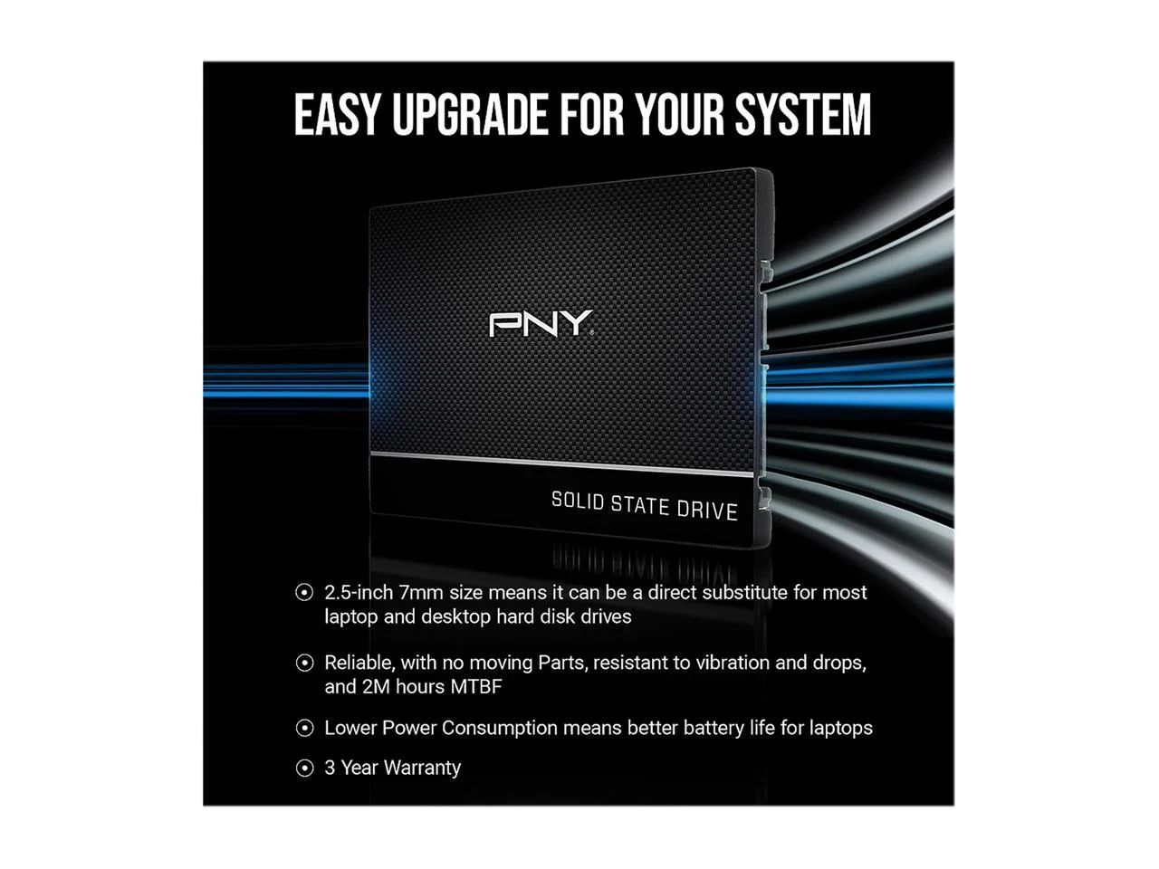 PNY CS900 2.5" 4TB SATA III 3D NAND Internal Solid State Drive (SSD) SSD7CS900-4TB-RB