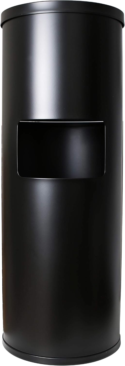 Black Stainless Steel Floor Stand Wipe Dispenser with Built-in Trash Can - Fits Wipes on Rolls - Perfect for Fitness Clubs, Schools/Daycares, Commercial and Residential Facilities