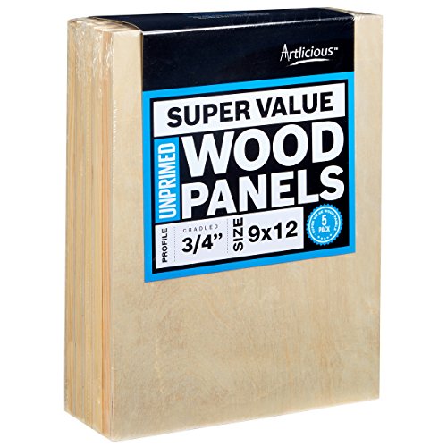 Artlicious - 5 Gallery Super Value Wood Panel Boards - Great Alternative to Canvas Panels, Stretched Canvas & Canvas Rolls (8x10, Gallery Profile)
