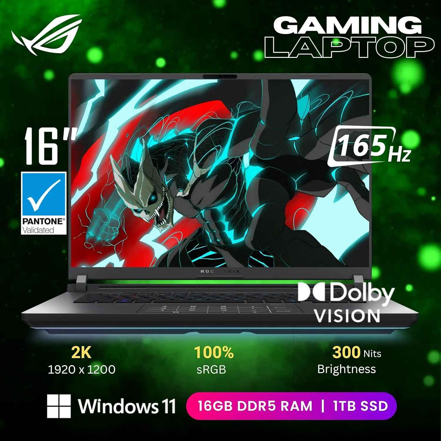 ASUS ROG Strix G16 Gaming Laptop, 16" 1920 x 1200 FHD+ 165Hz Display, 14th Gen Intel 16-Core i7-14650HX, NVIDIA GeForce RTX 5060 8GB GDDR7, RGB Backlit KB, Win11 Home(16GB DDR5 * 1TB SSD)