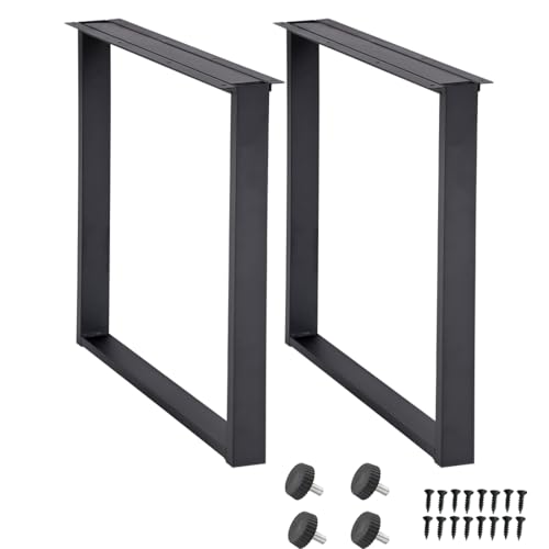 28 Inches Metal Desk Table Legs Steel Furniture Legs Dining Table Legs Square-Shape Set of 2, Heavy Duty, DIY, Matte Black