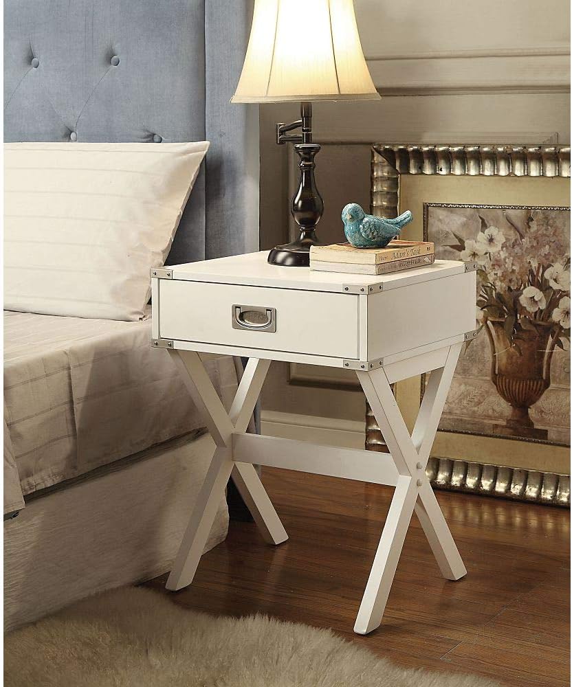 Babs End Table in White 82824