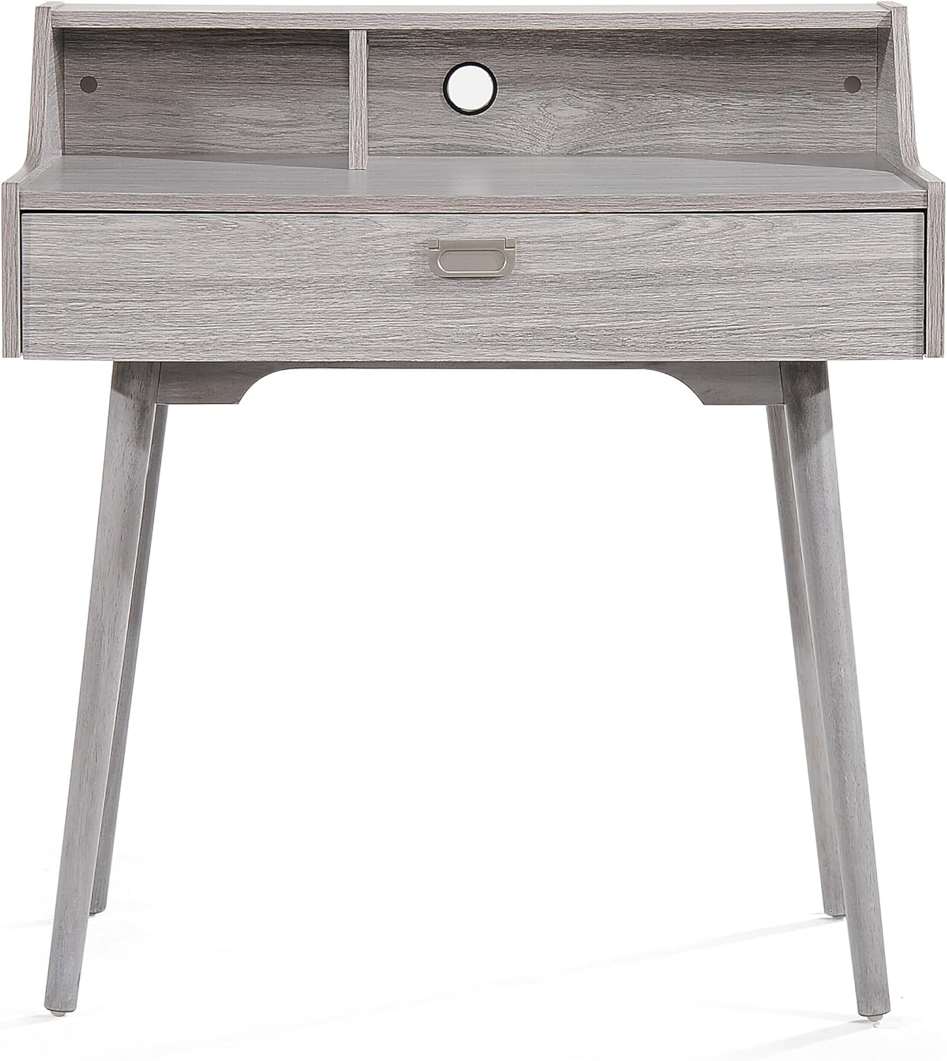 Wood Desk Particle Board Natural Modern Contemporary Rectangular MDF Ash Finish Drawers Shelves