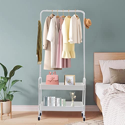 Entryway Coat Rack with Shoe Storage Shelf and Hooks, Freestanding Closet Organizer Clothes Rack, Closet Garments Shelf for Hallway, Bedroom Bathroom, Balcony-Black